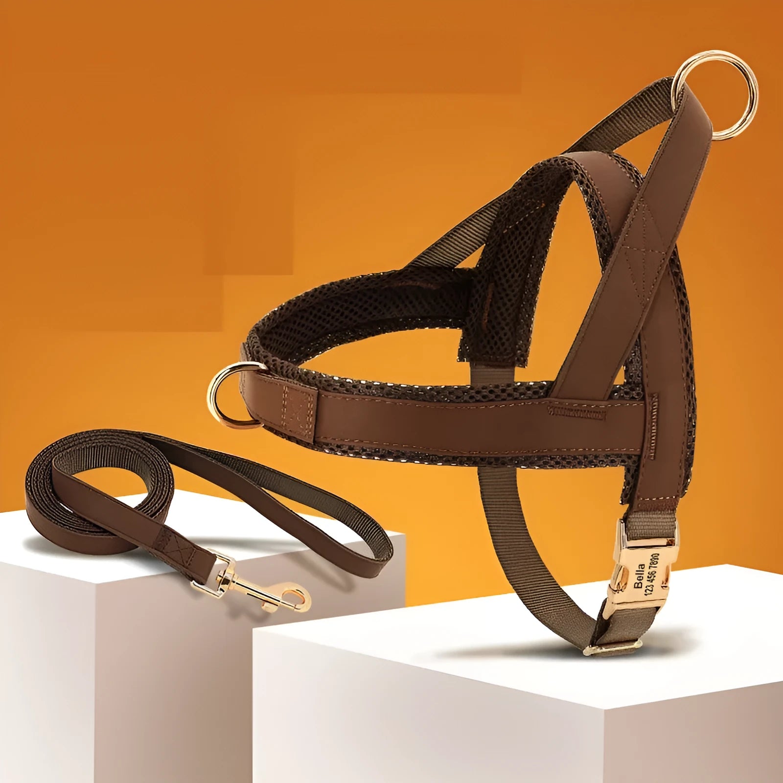 Large dog vest chest harness in black with adjustable straps and reinforced stitching for walking