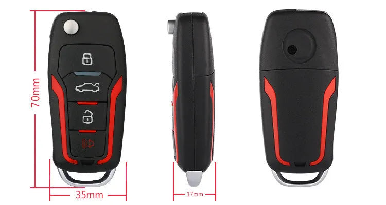Black and red one-way car alarm system with two remote controls for 3000m vehicle security