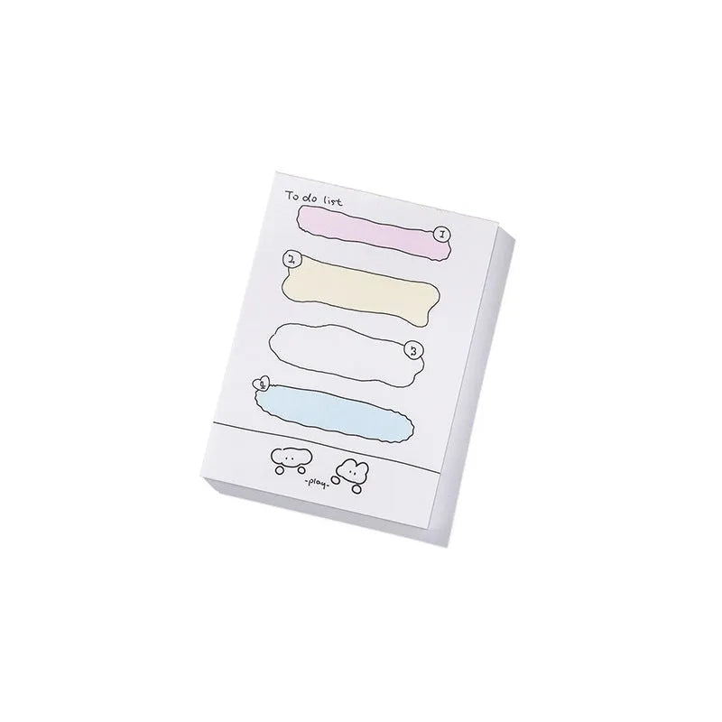 Pack of cartoon hand design sticky notes showing six different style options and three size formats.