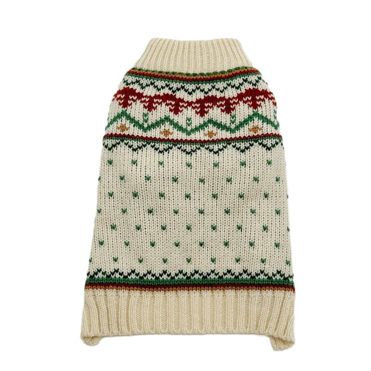 Fairisland beige bottom green dot polyester dog sweater for small breeds autumn winter