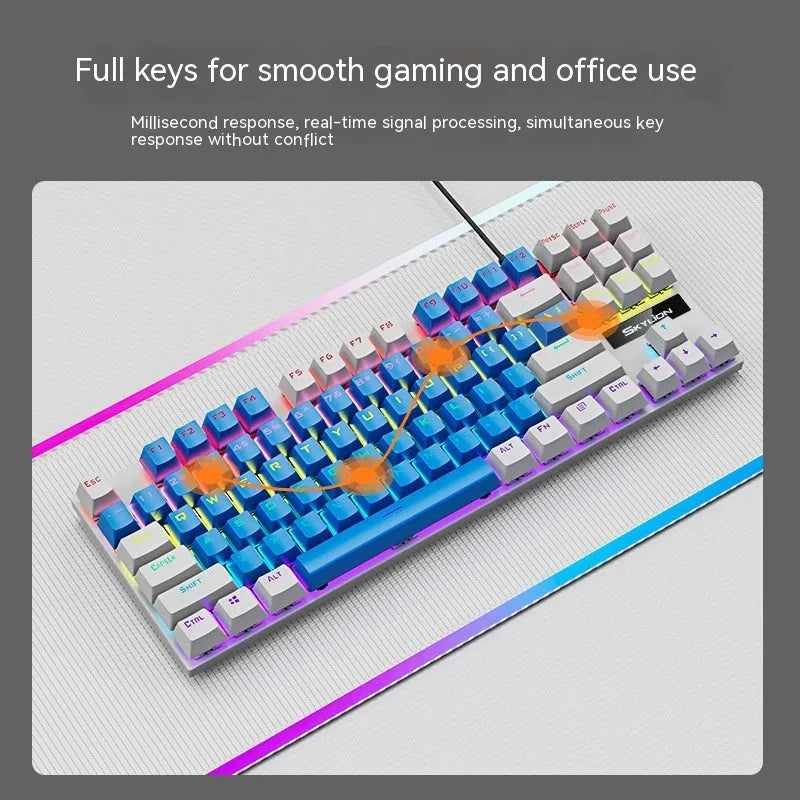 K87 mechanical wired keyboard with choice of green or red switches in multiple colour options