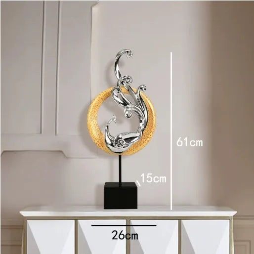 Synthetic resin phoenix ornament in rose gold, elegant silver and festive red colour options