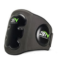 Sanda boxing chest protection target showing thickened breast and waist guard in dark grey colour