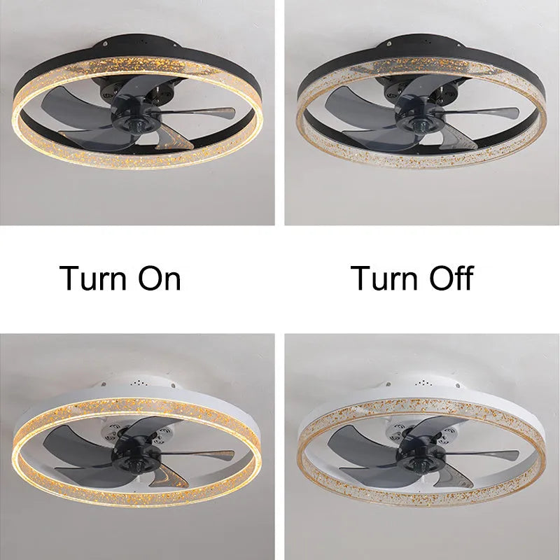 Nordic style remote control ceiling fan with LED light in a coffee gold finish.