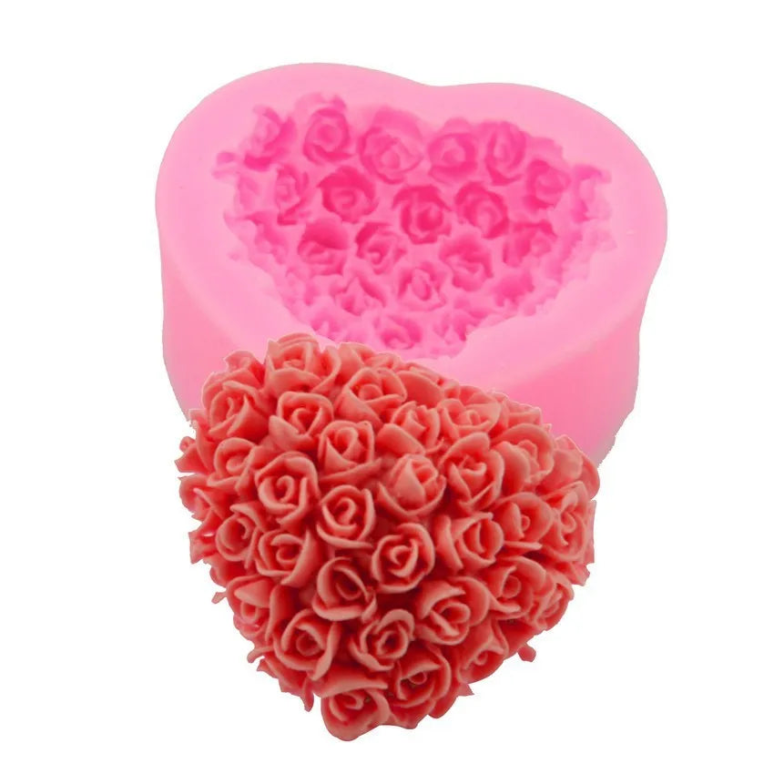 Pink silicone mould shaped like a love rose for Valentine's Day baking and crafting