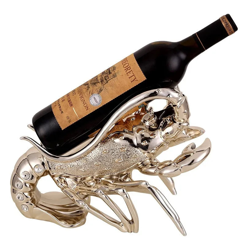 Lobster shaped wine rack in rose gold or elegant silver metallic finish