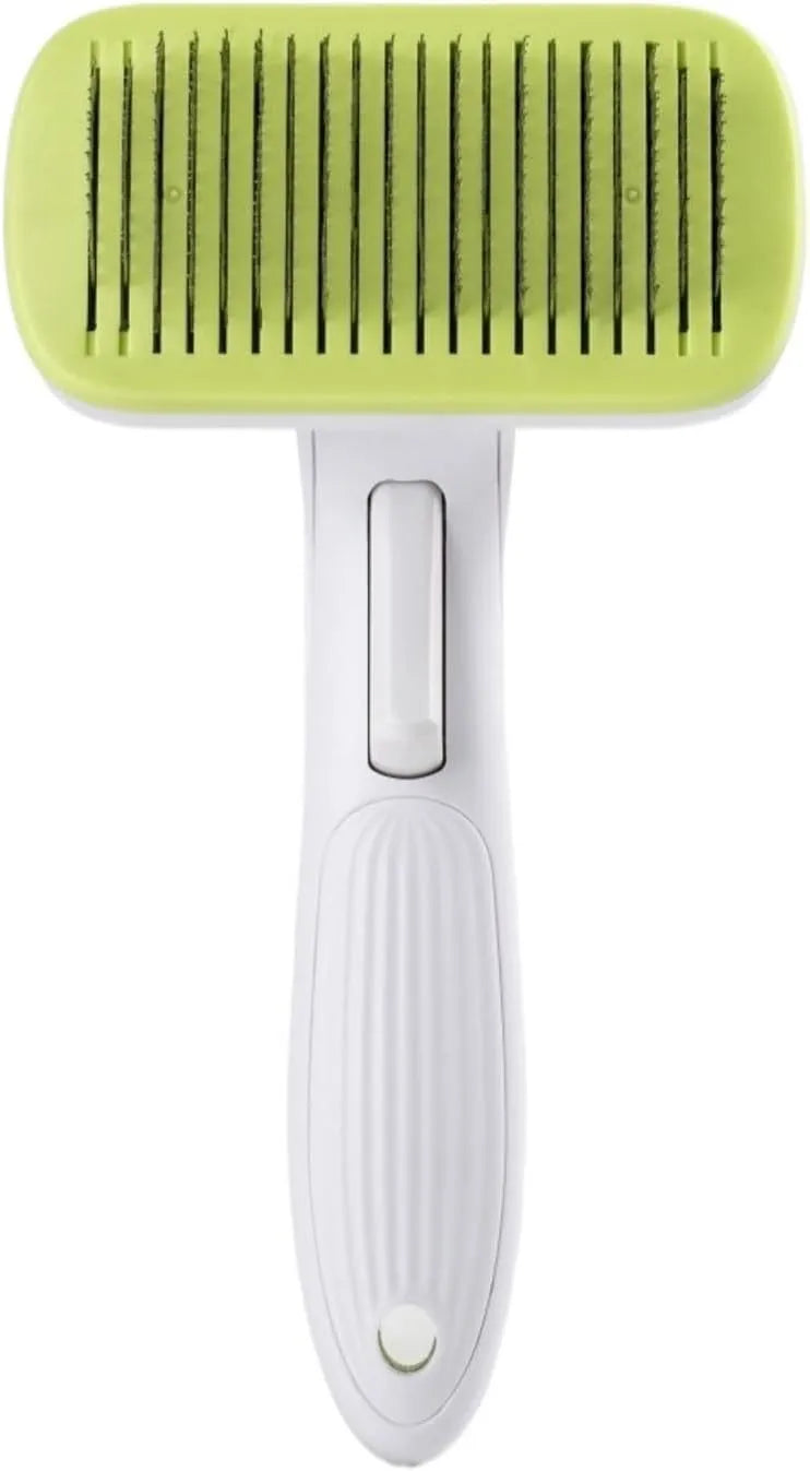 Automatic pet hair removal comb in blue colour with one-click system for dog and cat grooming
