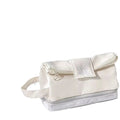 A dark blue folding double-layer pencil case made from polyester fabric, shown open to reveal internal dividers.