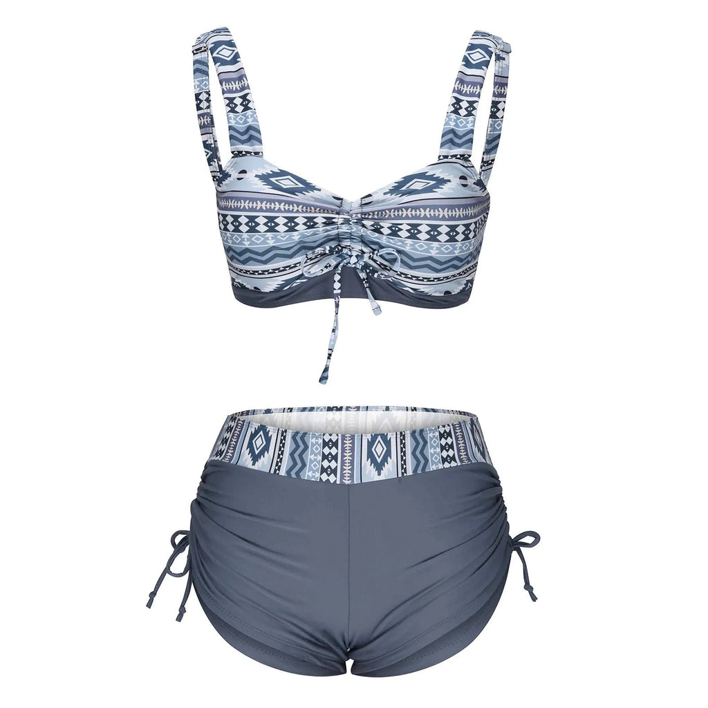 Women's polyester bikini swimsuit set in split design without steel belt or chest pad