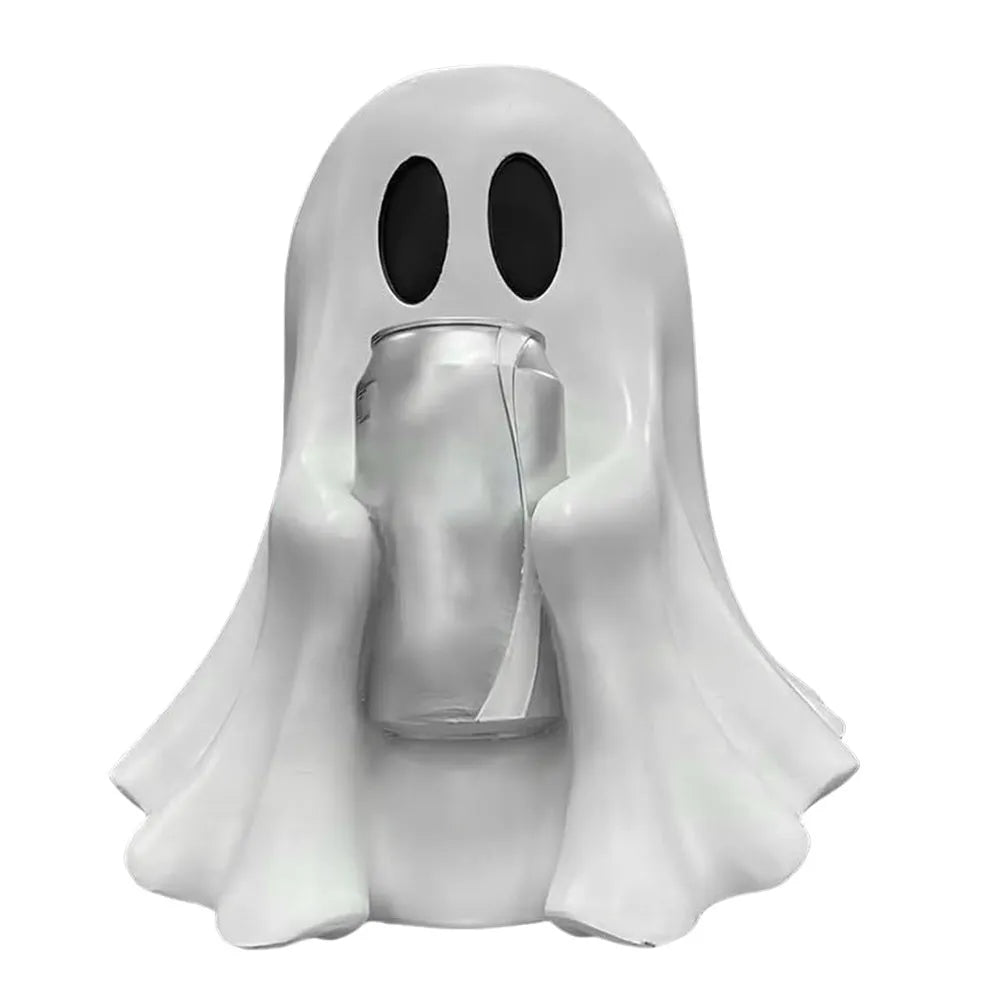 Funny ghost drink holder decoration in plastic resin, 15cm or 20cm sizes, Halloween style