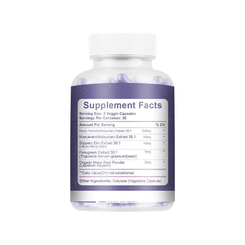 60-capsule vaginal herbal supplement bottle for adult women's intimate wellness