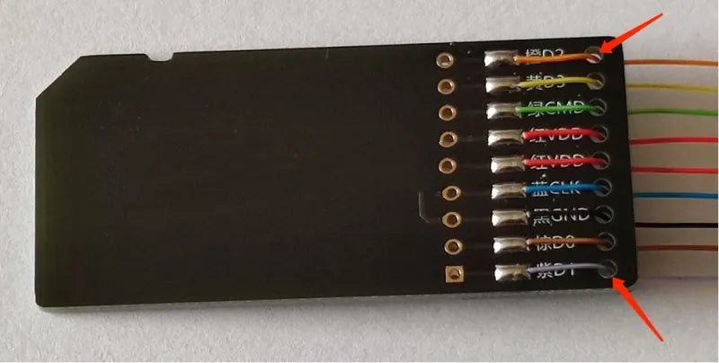 EMMC read and write tool for car audio host maintenance with SD card port connector
