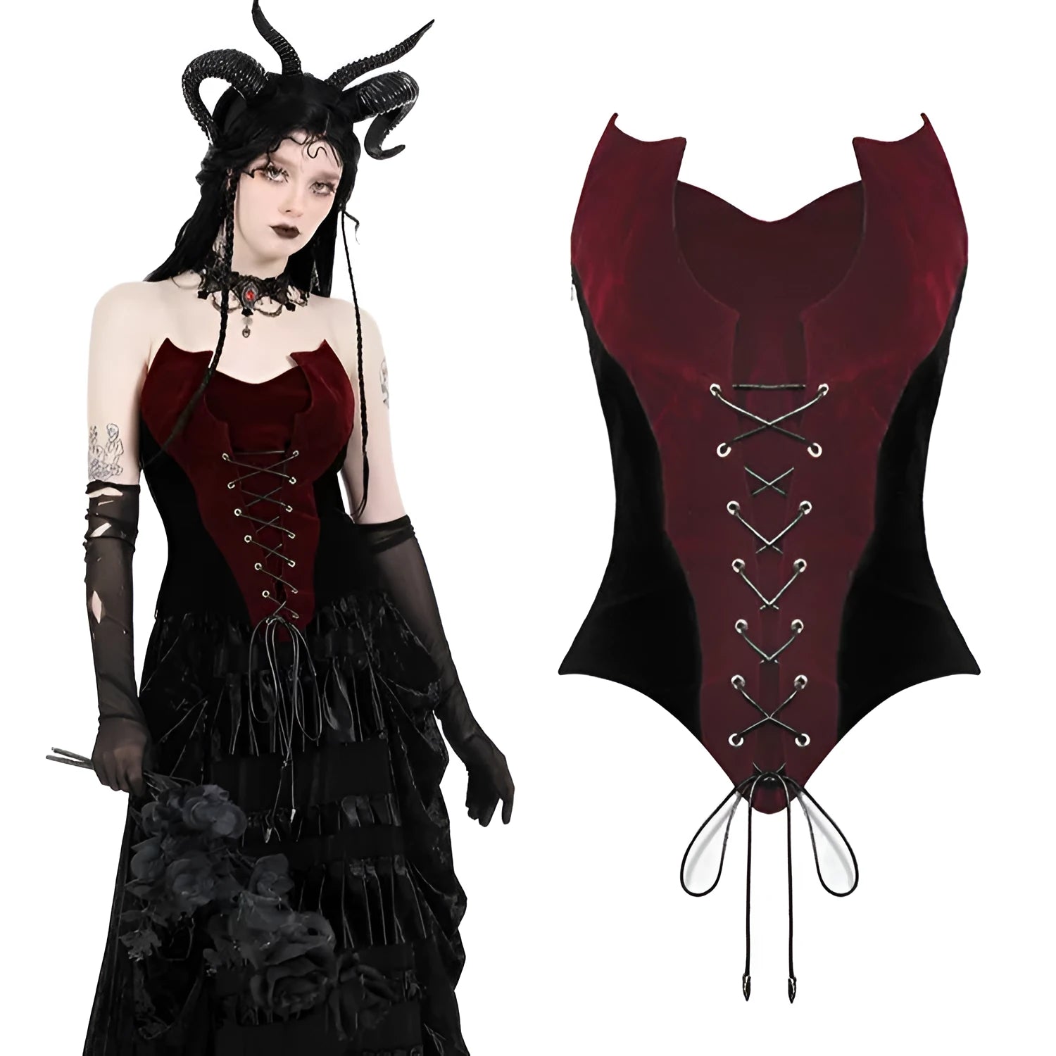 Red Gothic waist-cinching slimming camisole solid colour round neck short sleeve vest top for women