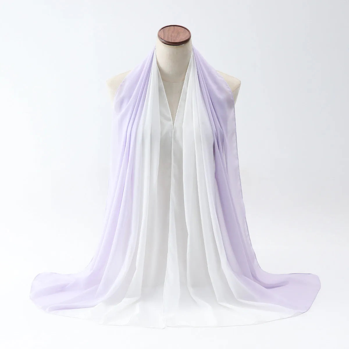 Women's chiffon bubble towel scarf in ethnic Pu long style showing texture and drape