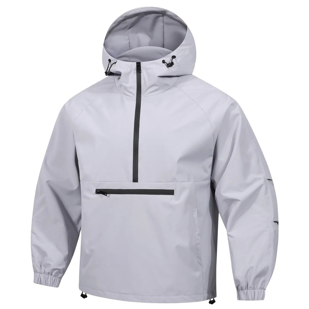 Men's Korean-style loose half-zip hooded sweater jacket in rabbit fur corduroy fabric
