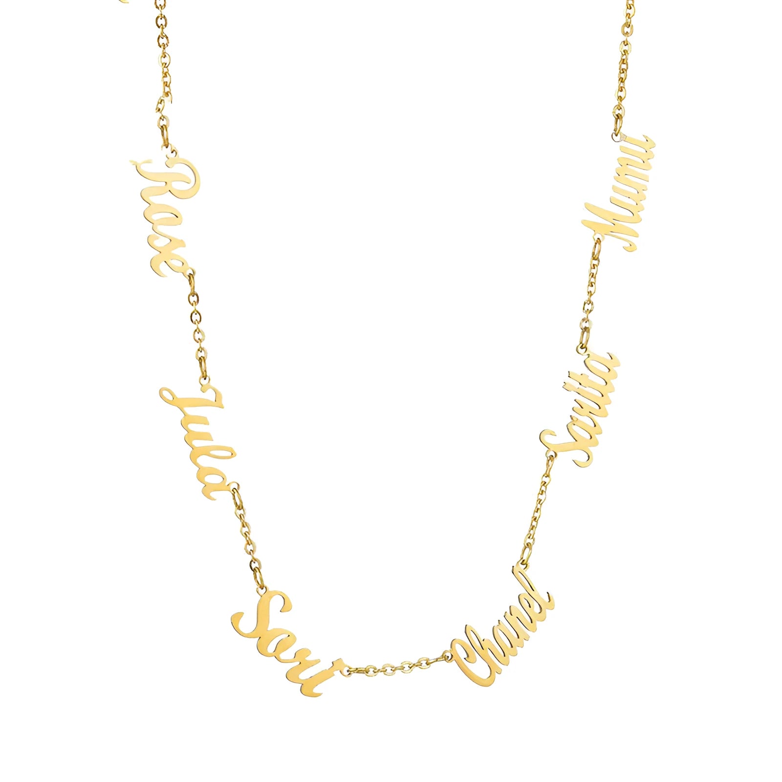 Custom name necklace stainless steel with titanium steel pendant engraved with two names gold finish