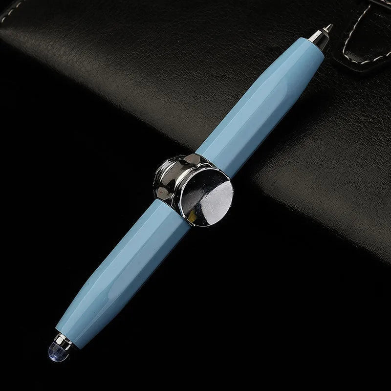 10.5cm metal ballpoint pen with spinning gyro decompression mechanism and LED light feature