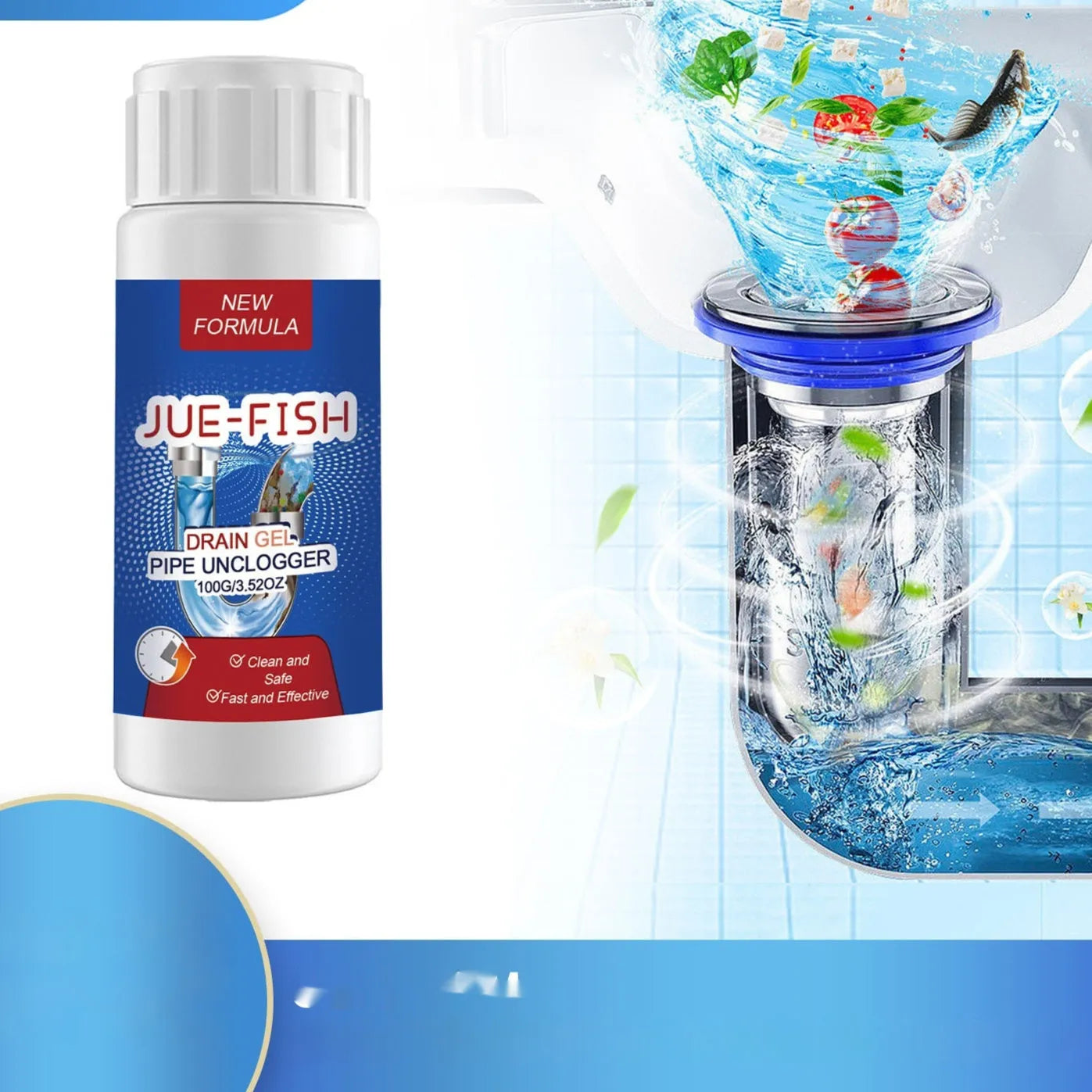 100g pipe dredge agent bottle for sewer and toilet odour cleaning and blockage dissolution