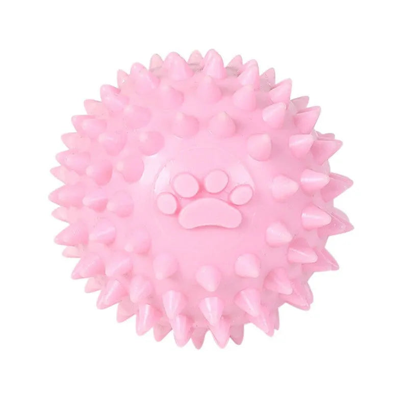 TPR rubber pet chewing ball with footprint texture for tooth cleaning, 6cm diameter