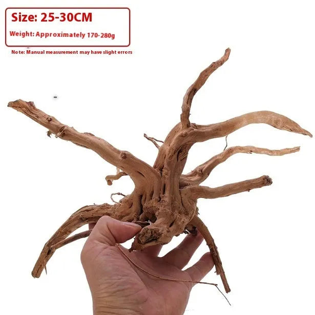 Xiaoqi root natural wood aquarium decoration ornament for fish tank scenery on a white background.
