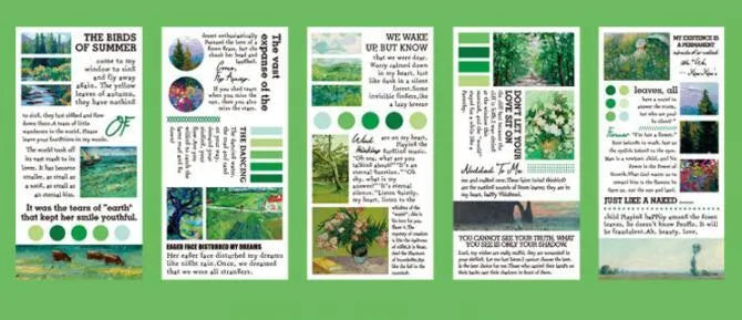 Paper landscape painting sticker book showing rectangular 60x120mm stickers with famous artwork designs