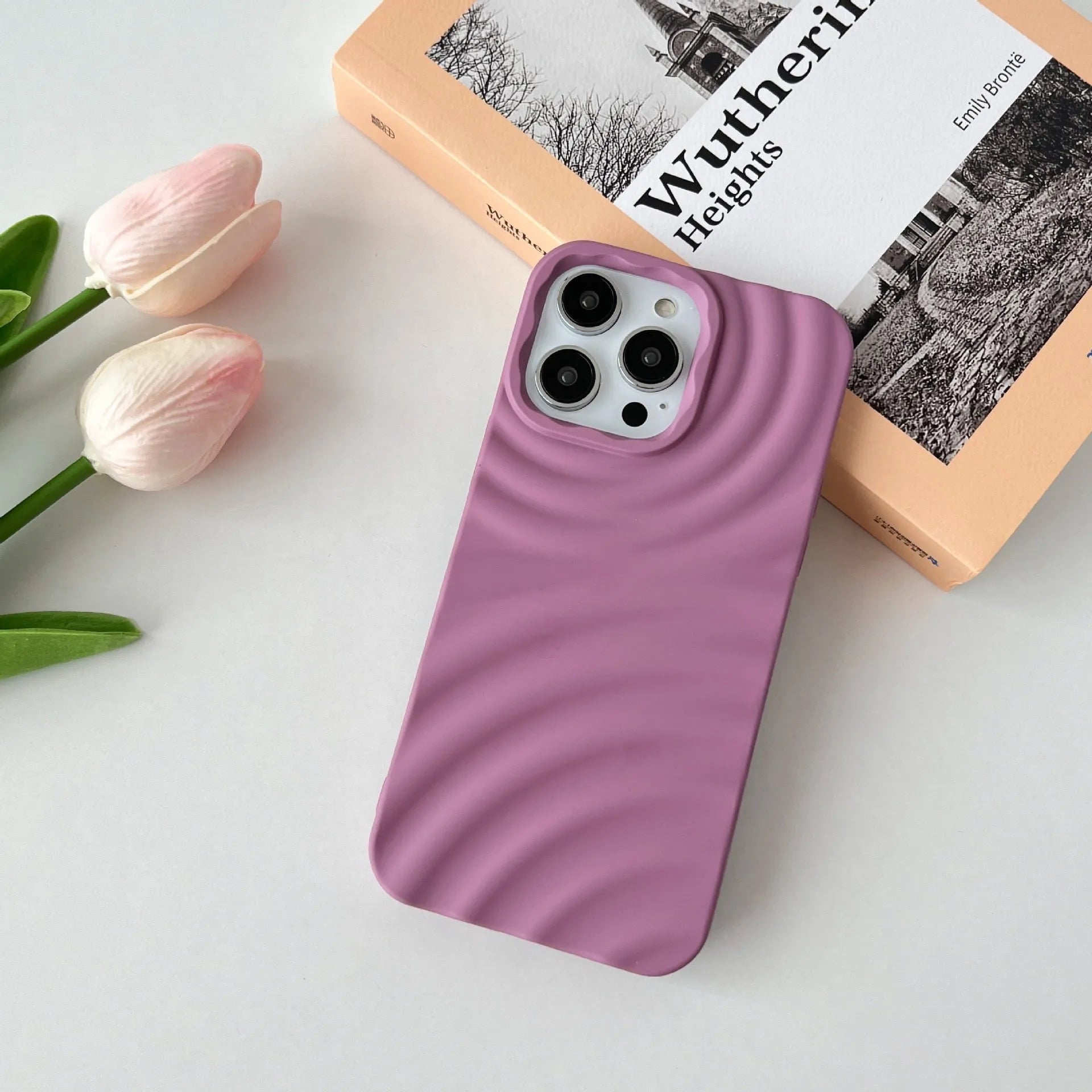 Water ripple TPU phone case for iPhone 11 to 15 Pro Max in black with oil injection finish