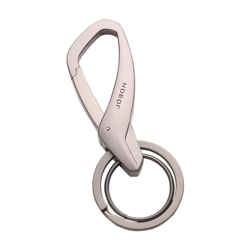 Zinc alloy double ring car key waist hanging chain in black chrome or nickel colour