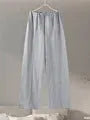 Women's polyester fleece two-piece suit with pleated top and wide-leg trousers
