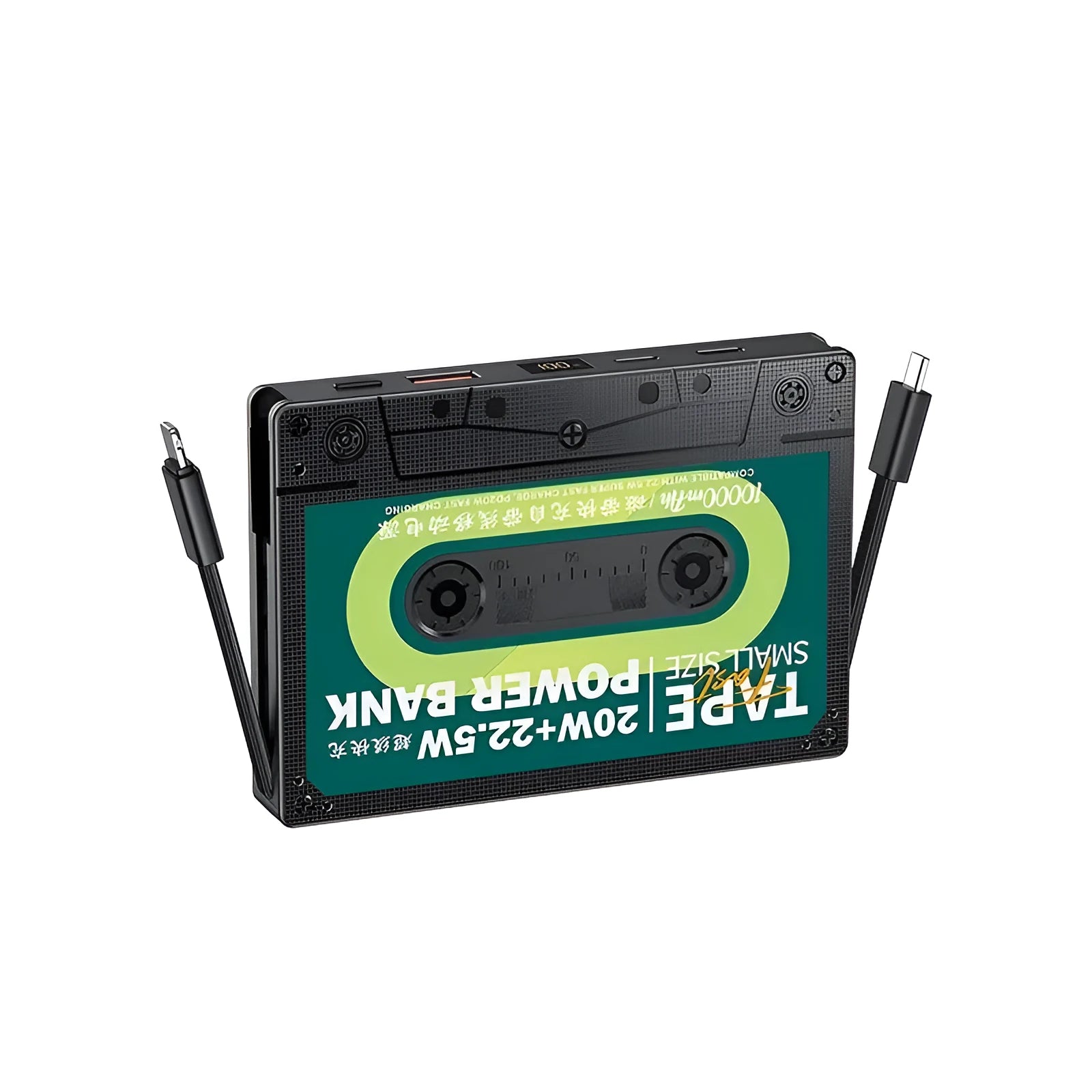 Remax Tape 10000mAh power bank in black with retro design and two-way fast charge