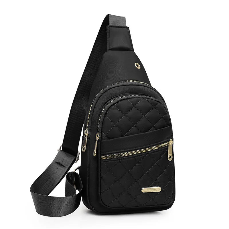 Oxford cloth crossbody sports chest bag in multiple colour options including dark blue, black, red, purple, and pink