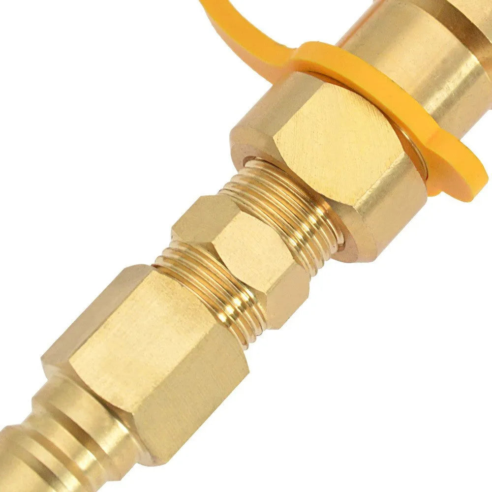Gold brass 3/8 gas propane tank conversion charging connector with American Standard thread