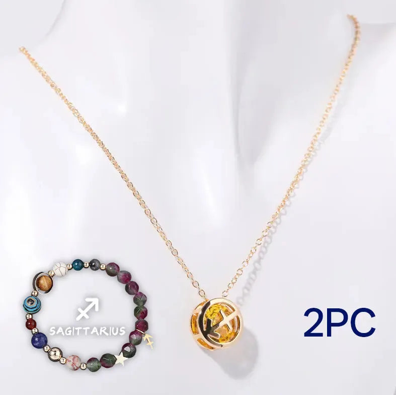 Natural stone beaded necklace and bracelet set on display, showing multiple style colour options.