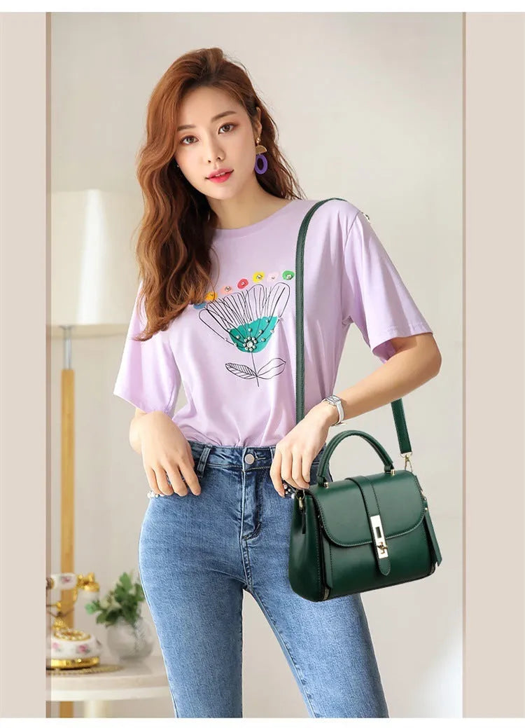 Soft PU leather women's shoulder messenger bag in square vertical shape with adjustable strap
