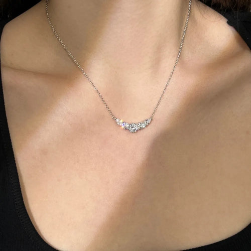 925 silver zircon inlaid women's necklace in platinum colour on white background
