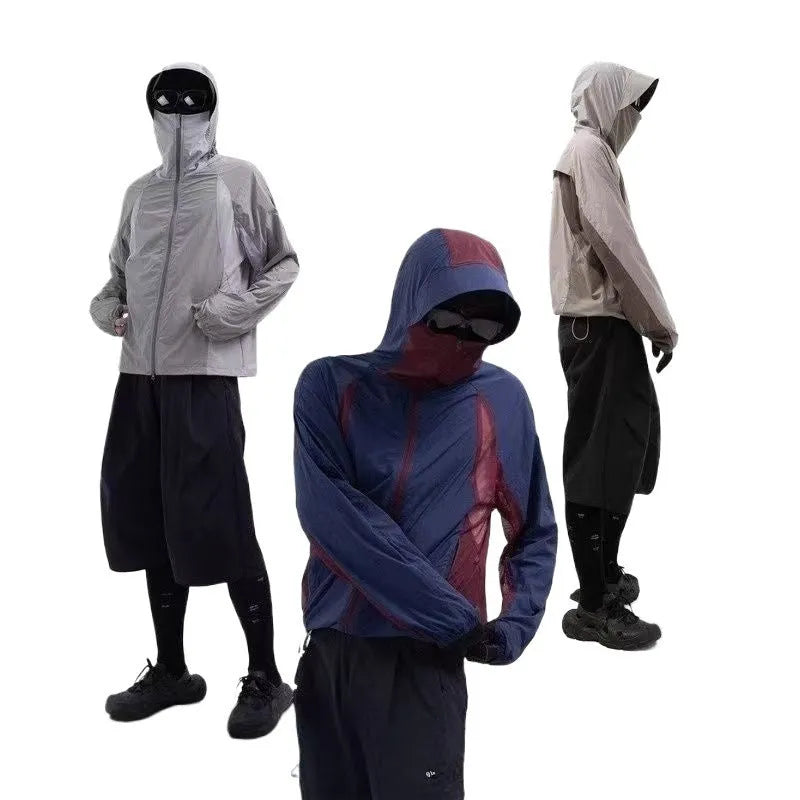Nylon sun protective clothing with mesh stitching in desert brown colour showing regular length cut