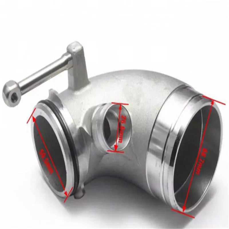 Aluminium alloy 90-degree turbine tube elbow for lateral engine positioning