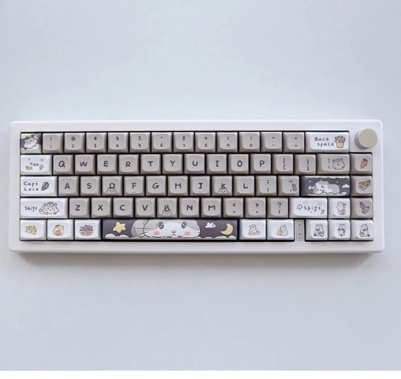 Mouse Grey and Yellow XDA profile plastic keycap set for 68% to 100% mechanical keyboards.