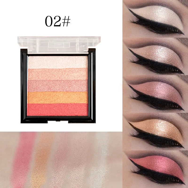 Eye shadow compact plate for contouring and brightening, showing six colour styles in a 12g palette.