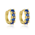 S925 sterling silver geometric earrings with yellow gold finish and inlaid zircon stone on white background