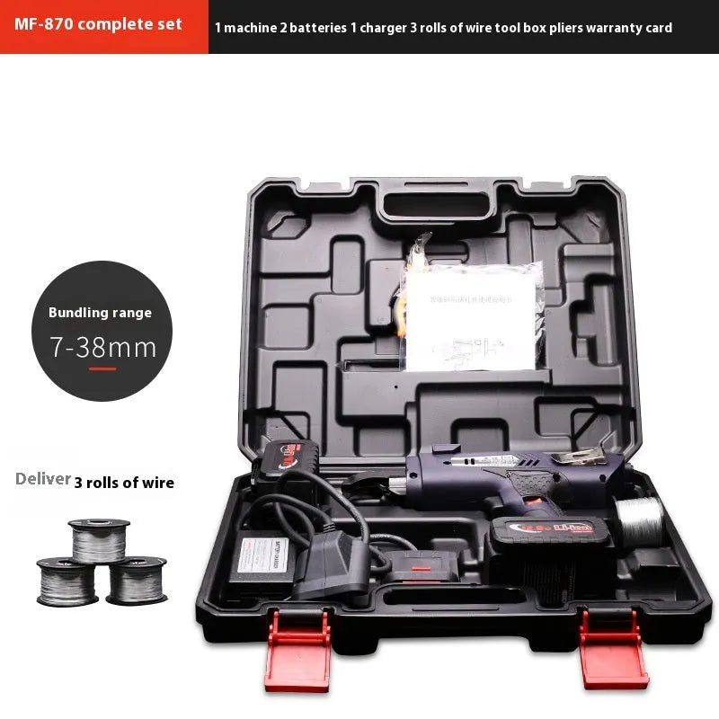 Electric steel bar tying machine with battery and charger for construction site rebar work