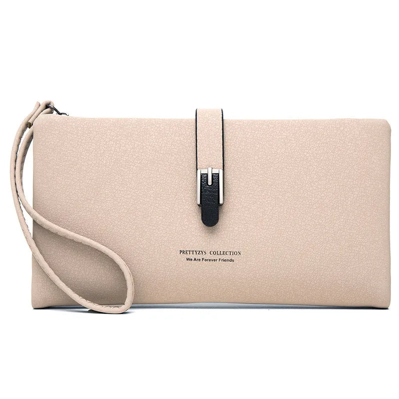 Long women's wallet simple clutch in PU leather solid colour 19.5 x 11 x 2.5 cm with coin purse