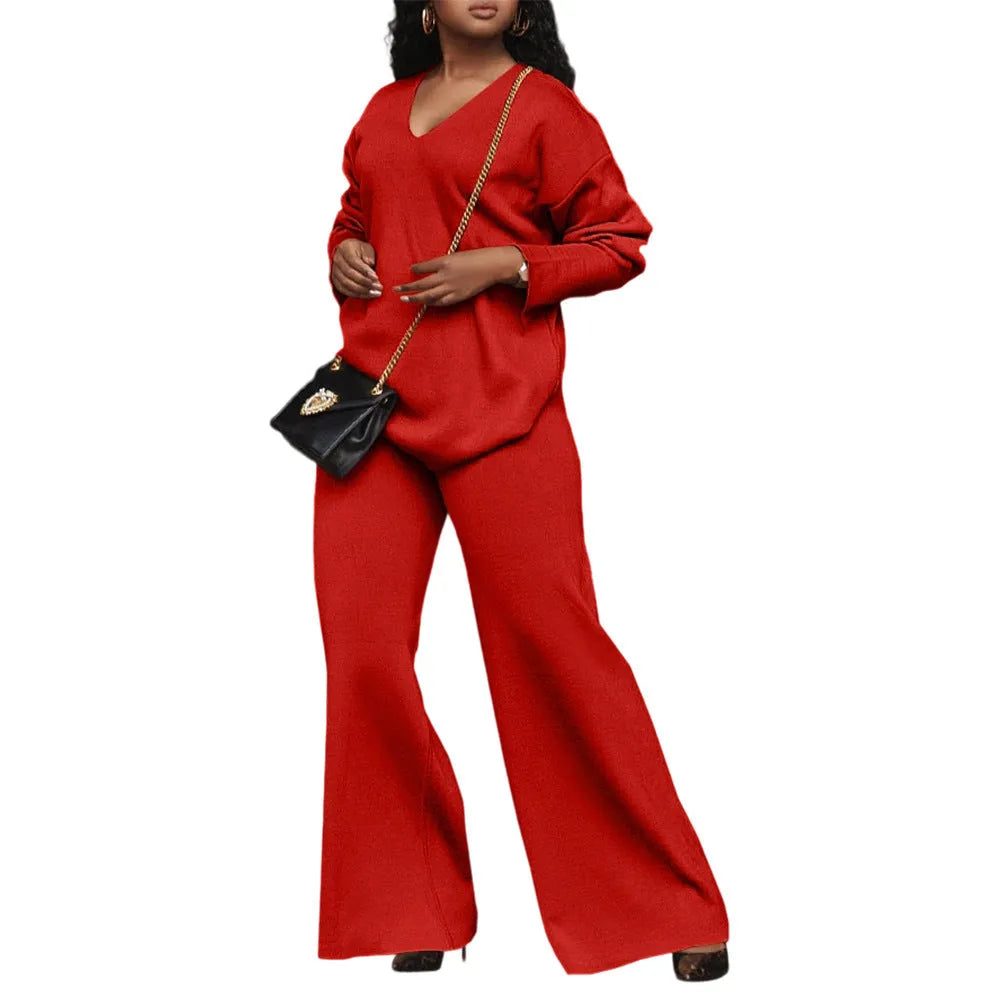 Women's brown thickened suede two-piece suit with split sleeve jacket and trousers in Japanese-Korean style.