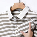 Men's striped short-sleeved pullover t-shirt in blue, straight fit, polyester blend, size M to 4XL