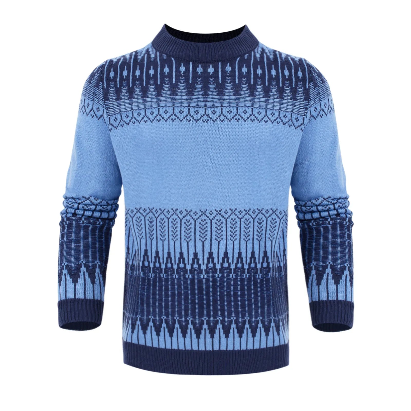 Men's classic crew neck knitted pullover sweater in a long sleeve design for winter.