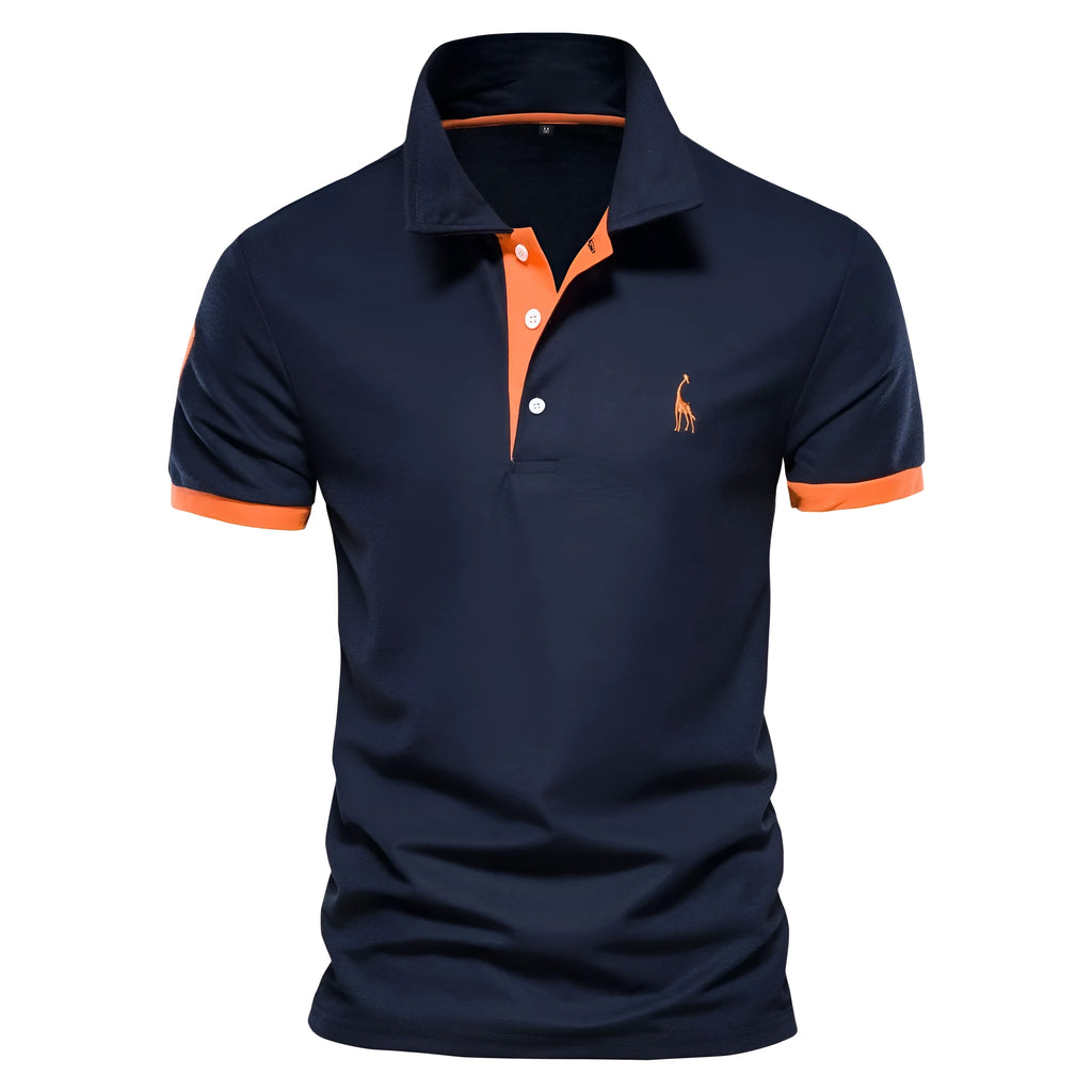 Men's white slim fit t-shirt featuring a detailed embroidered deer design on the chest.