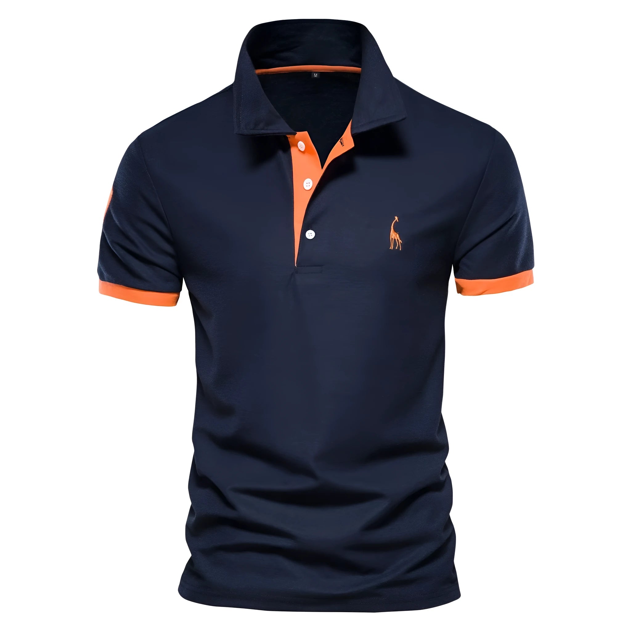 Men's white slim fit t-shirt featuring a detailed embroidered deer design on the chest.