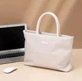 Solid colour lightweight Oxford cloth women's laptop bag in beige for 14 inch laptops