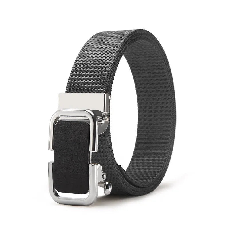 Men's nylon canvas belt with toothless alloy buckle in 120cm length
