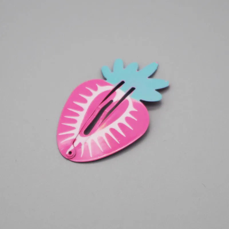 Children's metal barrette with baking varnish finish, colour-printed watermelon design