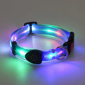Rechargeable LED luminous nylon dog collar and traction belt set with colourful light strips